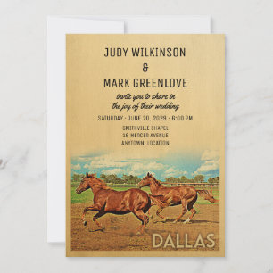 Dallas Texas Wedding Invitation Horses