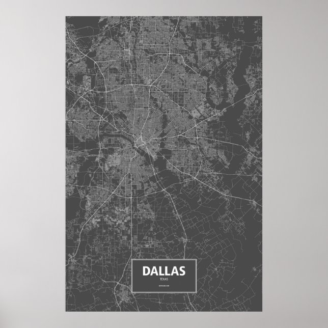 Dallas, Texas (white on black) Poster (Front)