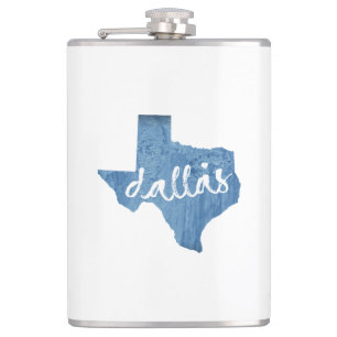 Dallas, Texas Wood Grain Hip Flask
