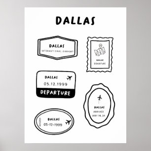 Dallas - Travel Stamp Collection Minimalist Poster