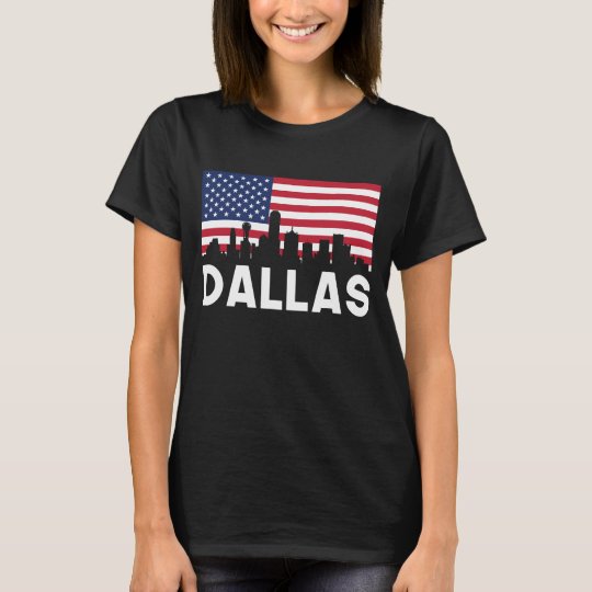 Dallas TX American Flag Skyline T-Shirt