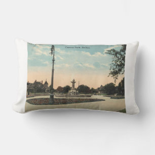 Dallas TX, Central Park, 1910s Vintage Inspired Lumbar Cushion
