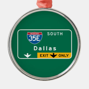 Dallas, TX Road Sign Metal Tree Decoration
