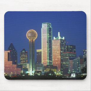 'Dallas, TX skyline at night with Reunion Tower' Mouse Pad