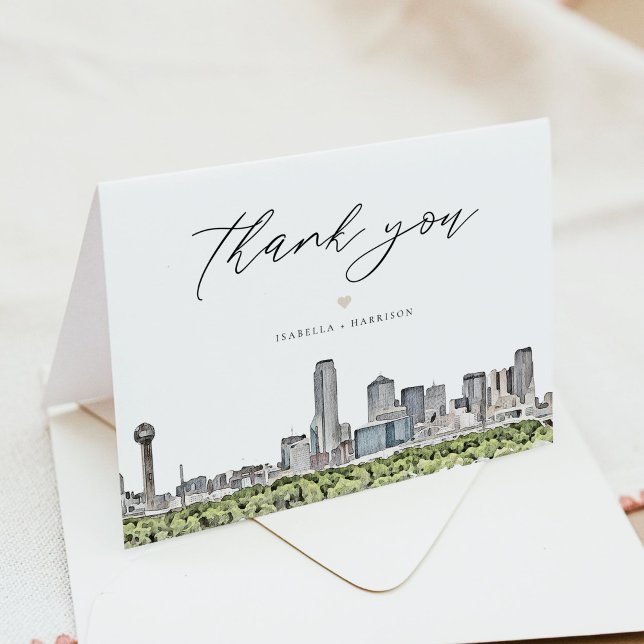 DALLAS Watercolor Skyline Thank You Card (Creator Uploaded)