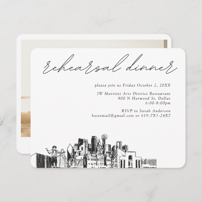 Dallas Wedding Rehearsal Invitation Enclosure Card (Front/Back)