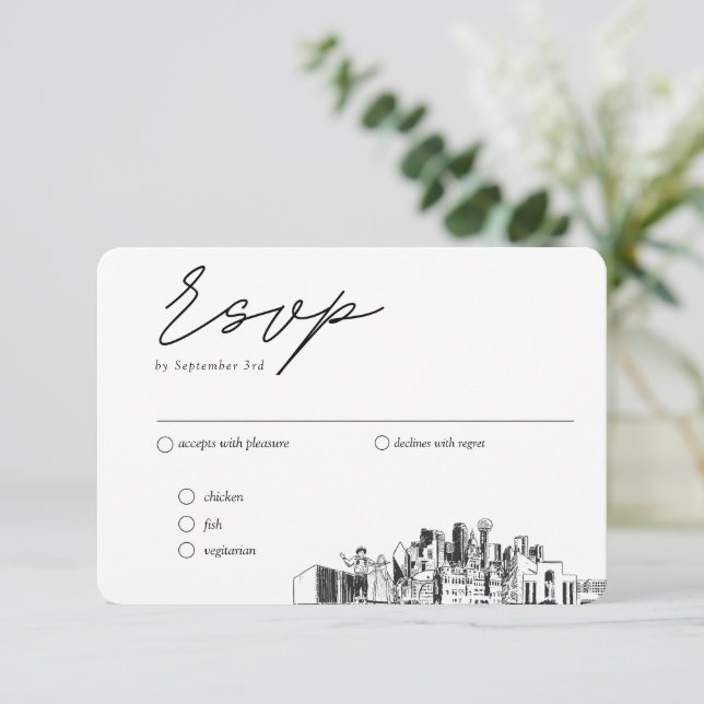 Dallas Wedding Traditional RSVP Meal Options Enclosure Card (Standing Front)