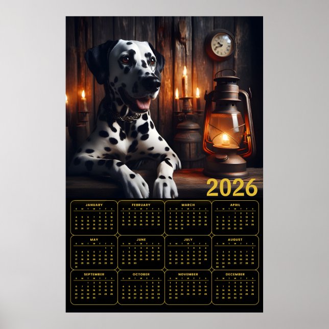 Dalmatian 2026 Rustic Calendar Poster (Front)