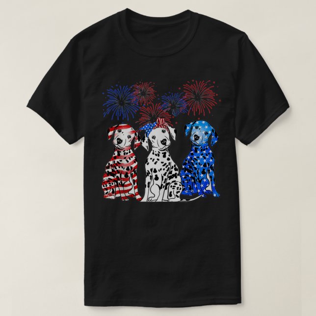 Dalmatian 4th Of July Firework  T-Shirt (Design Front)