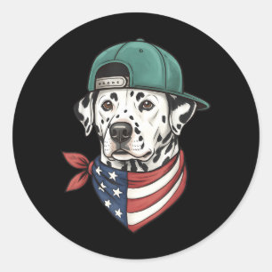Dalmatian Aamerican Flag Dog - Patriotic Usa Dog Classic Round Sticker