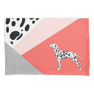 Dalmatian Abstract Block Print - Coral Pink Pillowcase