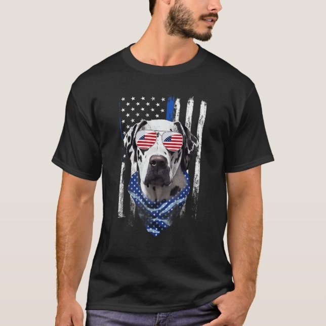 Dalmatian American Flag Patriotic Dalmatian Dog 4t T-Shirt (Front)