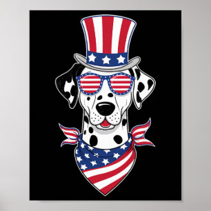 Dalmatian American Usa Flag Sungles 4th Of July Do Poster