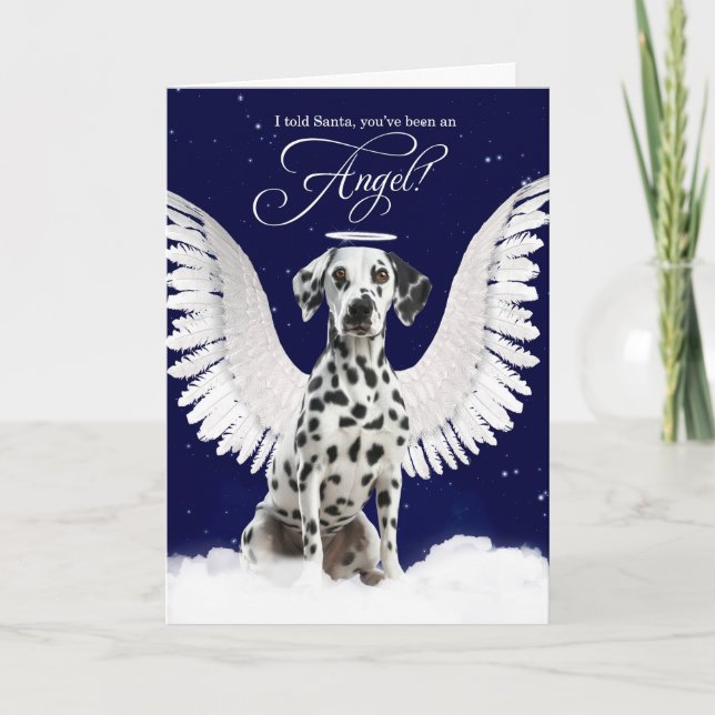 Dalmatian Angel Dog with Wings Christmas Holiday Card (Front)