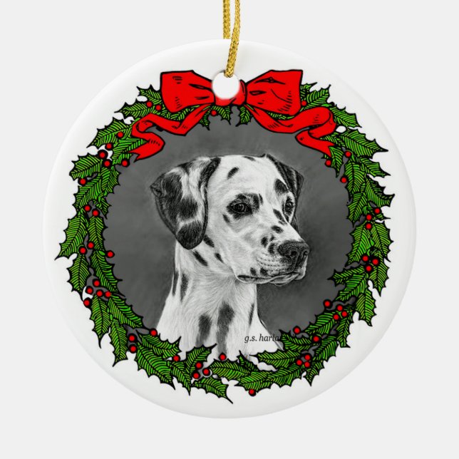 Dalmatian Art by Glenda S. Harlan Ceramic Ornament (Front)