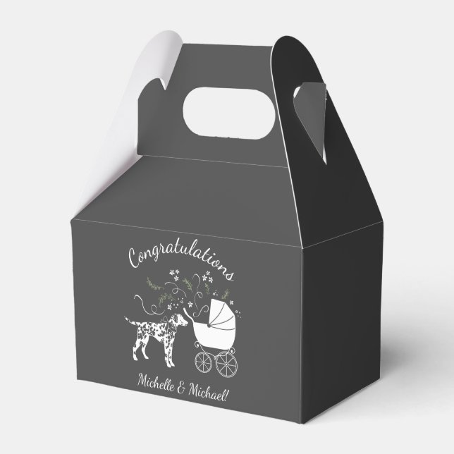Dalmatian Baby Shower Dog Silhouette Favour Box (Front Side)