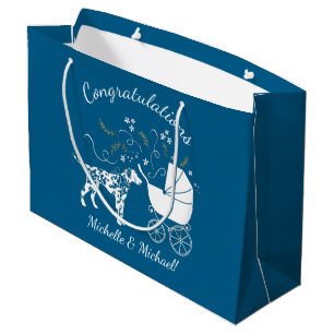 Dalmatian Baby Shower Puppy Dog  Large Gift Bag