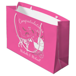 Dalmatian Baby Shower Puppy Dog  Large Gift Bag