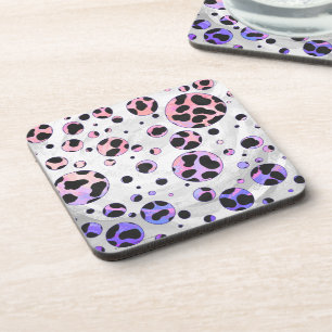 Dalmatian Black and Pink Polka Dot Print Coaster