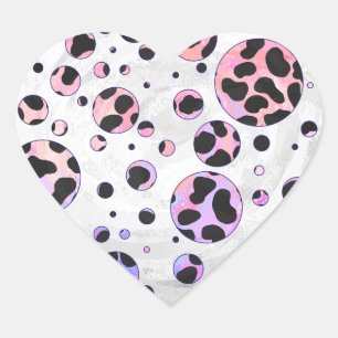 Dalmatian Black and Pink Polka Dot Print Heart Sticker
