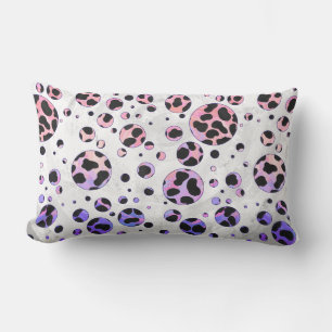 Dalmatian Black and Pink Polka Dot Print Lumbar Cushion
