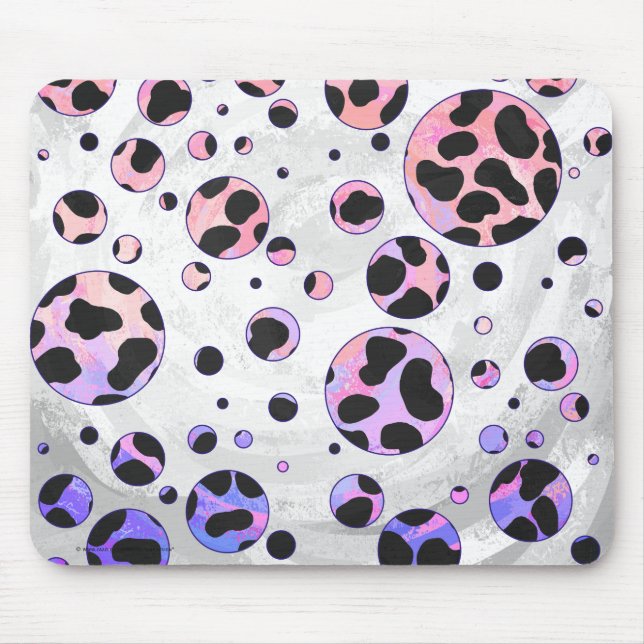 Dalmatian Black and Pink Polka Dot Print Mouse Pad (Front)