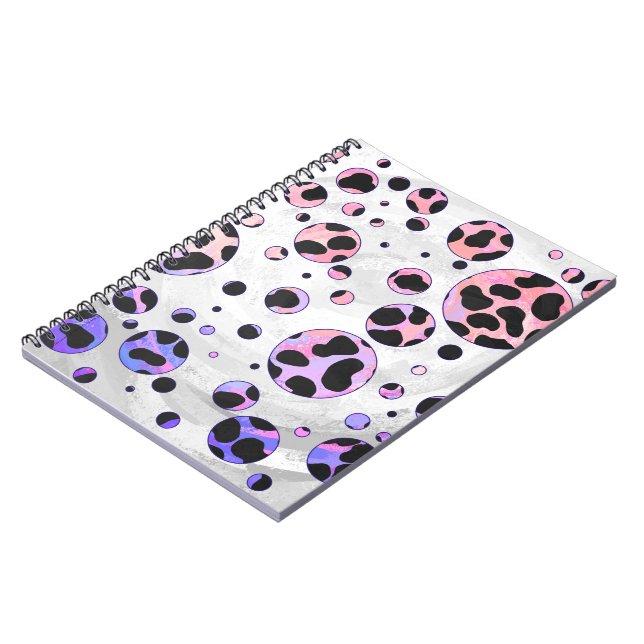 Dalmatian Black and Pink Polka Dot Print Notebook (Left Side)