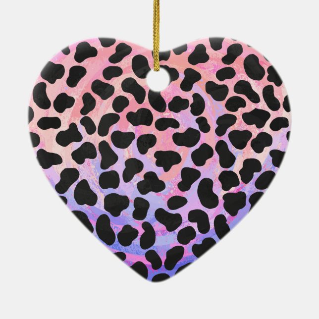 Dalmatian Black and Pink Print Ceramic Tree Decoration (Back)