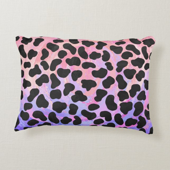Dalmatian Black and Pink Print Decorative Cushion (Back)