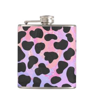 Dalmatian Black and Pink Print Hip Flask