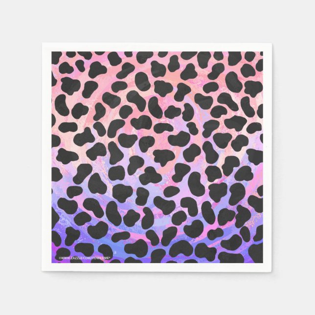Dalmatian Black and Pink Print Napkin (Front)