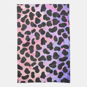 Dalmatian Black and Pink Print Tea Towel