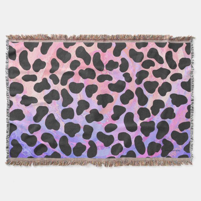 Dalmatian Black and Pink Print Throw Blanket (Front)