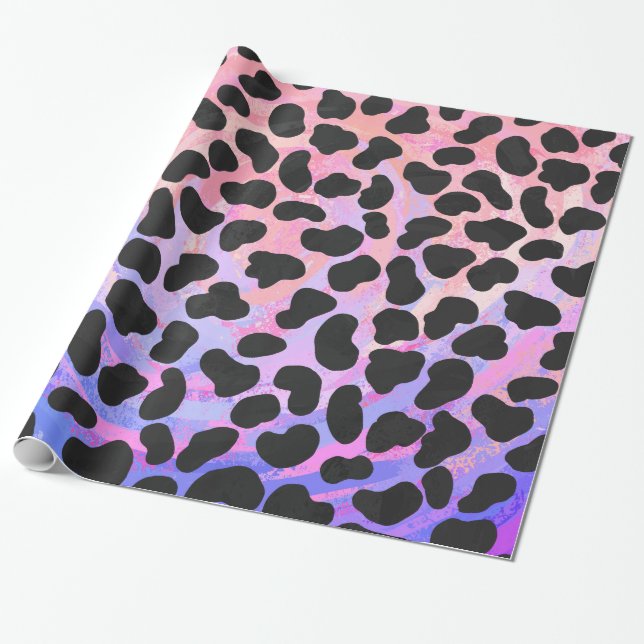 Dalmatian Black and Pink Print Wrapping Paper (Unrolled)