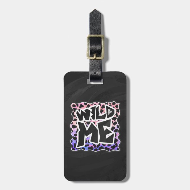 Dalmatian Black and Pink Wild Me Luggage Tag (Front Vertical)