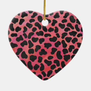 Dalmatian Black and Red Print Ceramic Tree Decoration