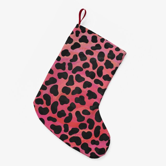 Dalmatian Black and Red Print Small Christmas Stocking (Front (Hanging))