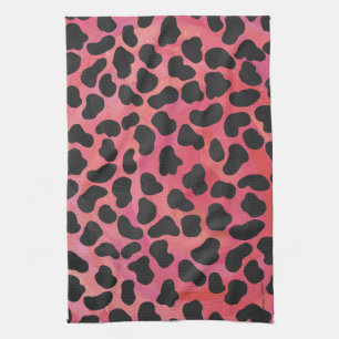 Dalmatian Black and Red Print Tea Towel