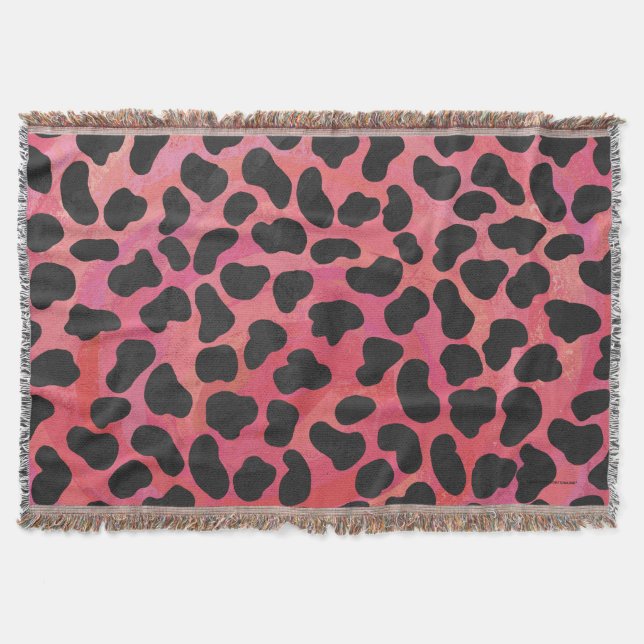 Dalmatian Black and Red Print Throw Blanket (Front)