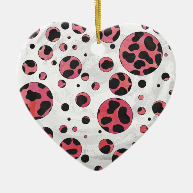 Dalmatian Black and Red with Polka Dots Ceramic Tree Decoration (Front)