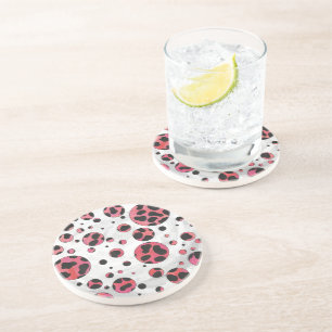 Dalmatian Black and Red with Polka Dots Coaster