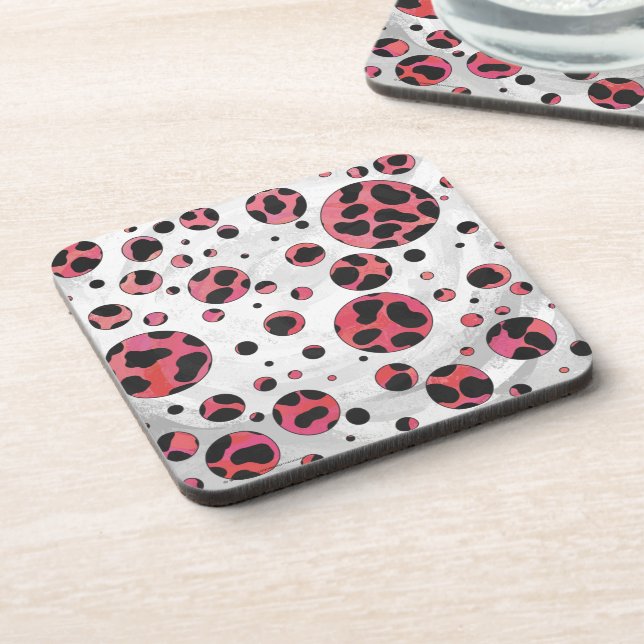 Dalmatian Black and Red with Polka Dots Coaster (Left Side)