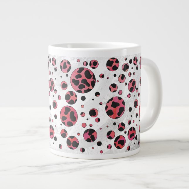 Dalmatian Black and Red with Polka Dots Large Coffee Mug (Front Right)