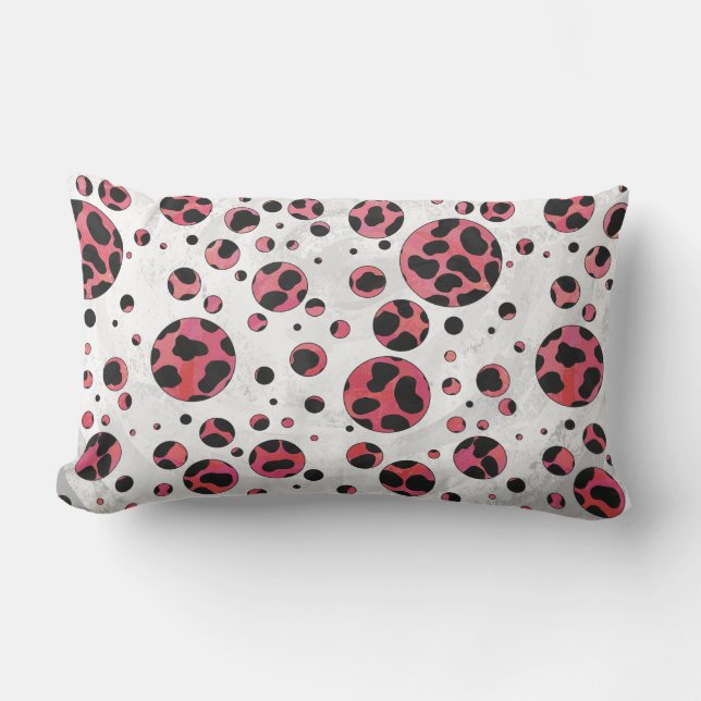 Dalmatian Black and Red with Polka Dots Lumbar Cushion (Front)