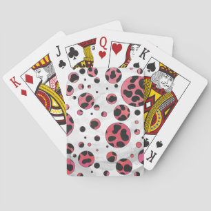 Dalmatian Black and Red with Polka Dots Playing Cards
