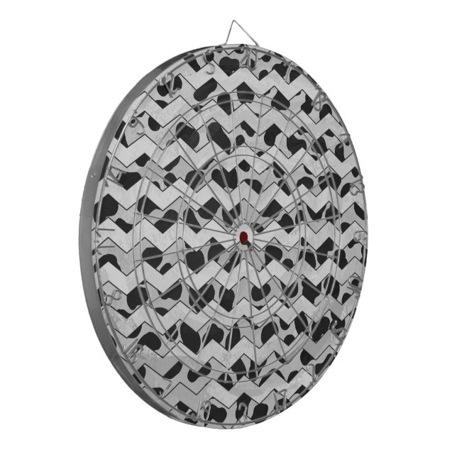 Dalmatian Black and White Chvron Dartboard (Front Left)