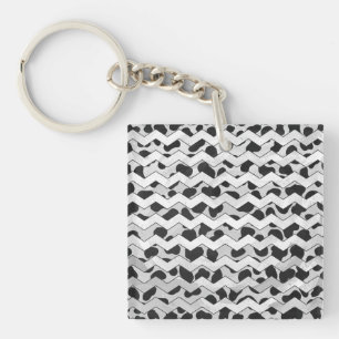 Dalmatian Black and White Chvron Key Ring