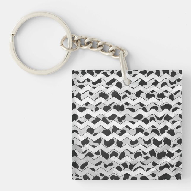Dalmatian Black and White Chvron Key Ring (Front)