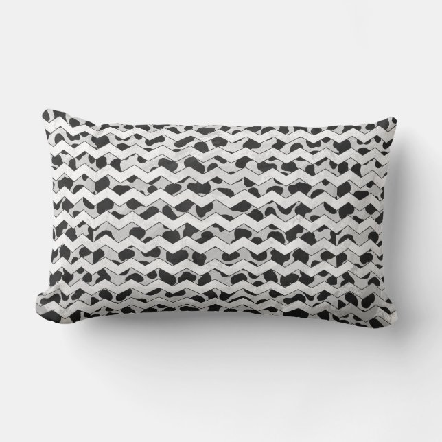 Dalmatian Black and White Chvron Lumbar Cushion (Front)