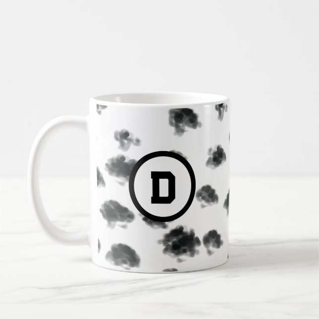 dalmatian black and white dots animal print  coffee mug (Left)